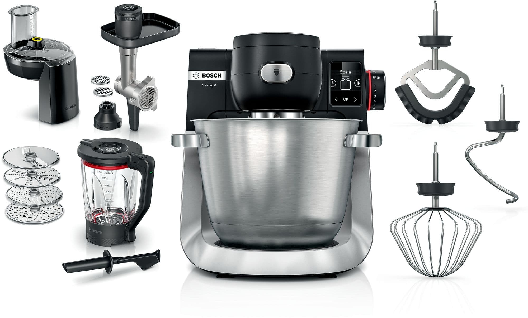 Bosch  Köksmaskin med våg 1600 W Svart, borstad rostfritt stål MUMS6ZS34 Serie 6