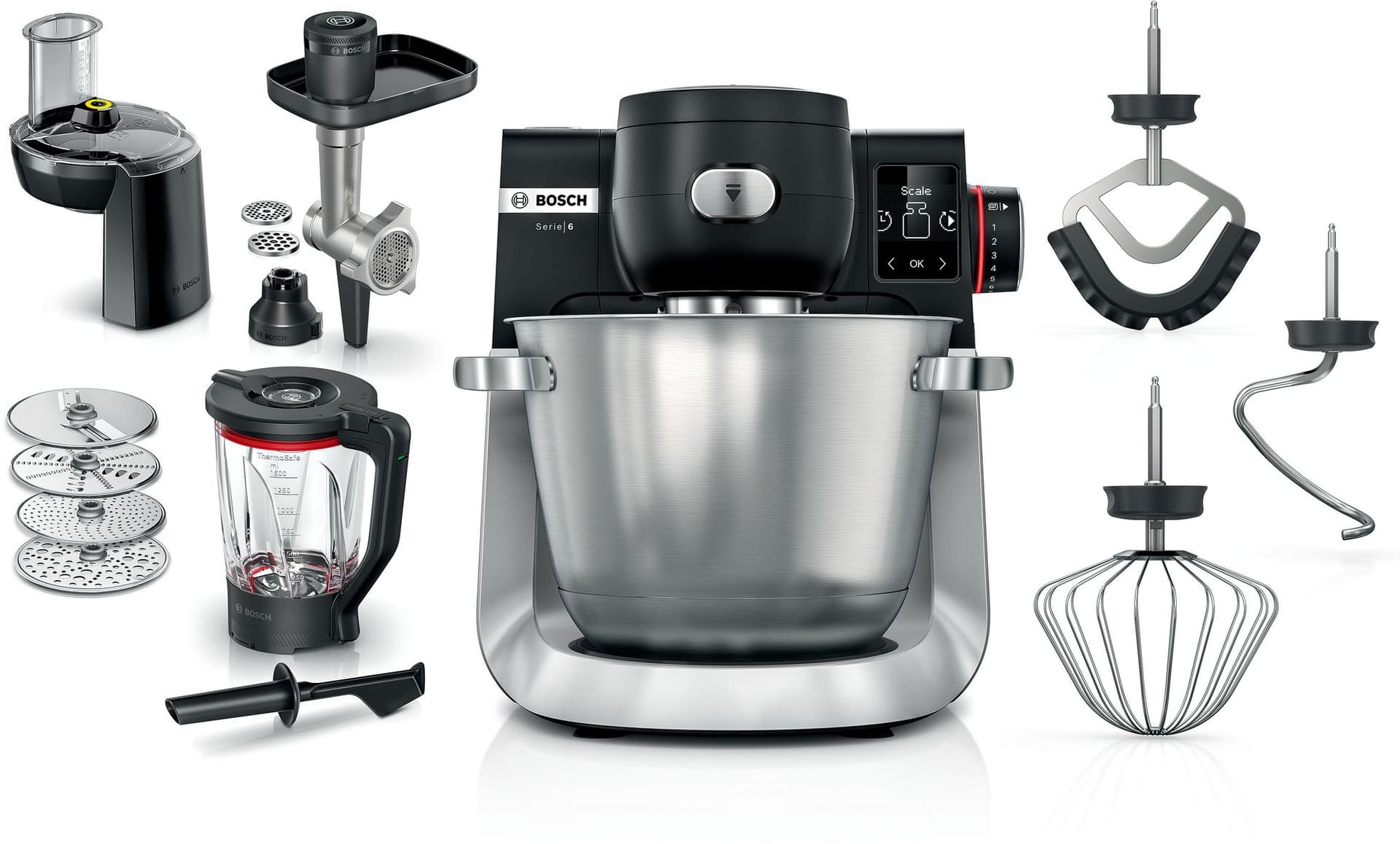 Bosch Köksmaskin med våg 1600 W Svart, borstad rostfritt stål MUMS6ZS34 Serie 6