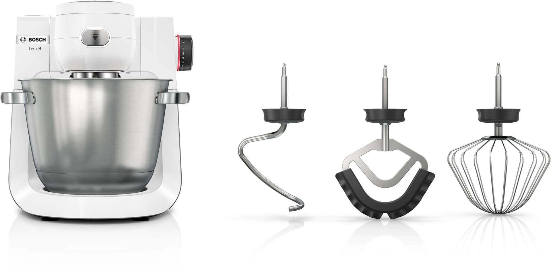 Bosch Köksmaskin 1600 W Vit, borstad rostfritt stål MUMS6EW00 Serie 6