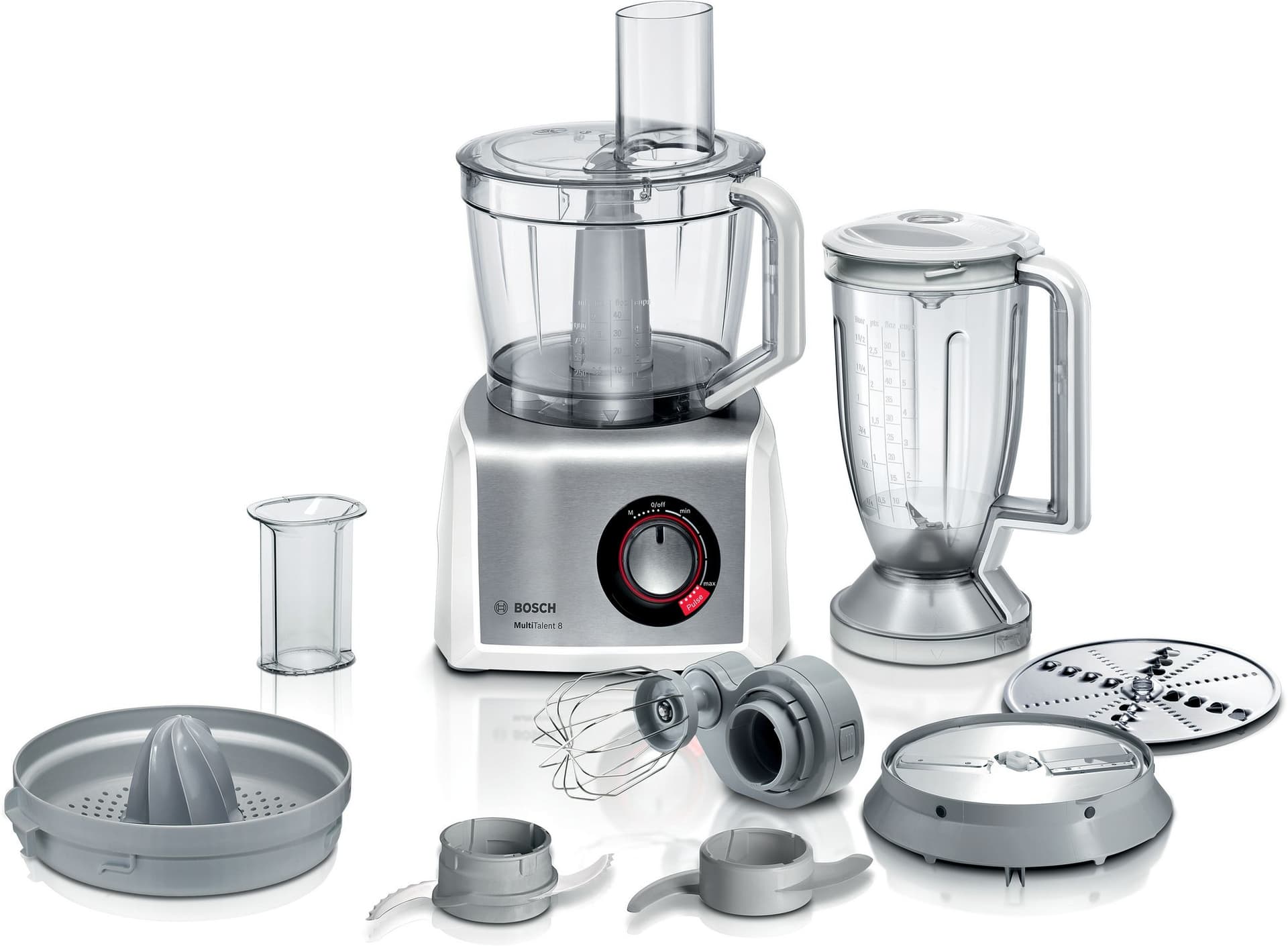 Bosch Matberedare MultiTalent 8 1250 W Vit, borstad rostfritt stål MC812S820
