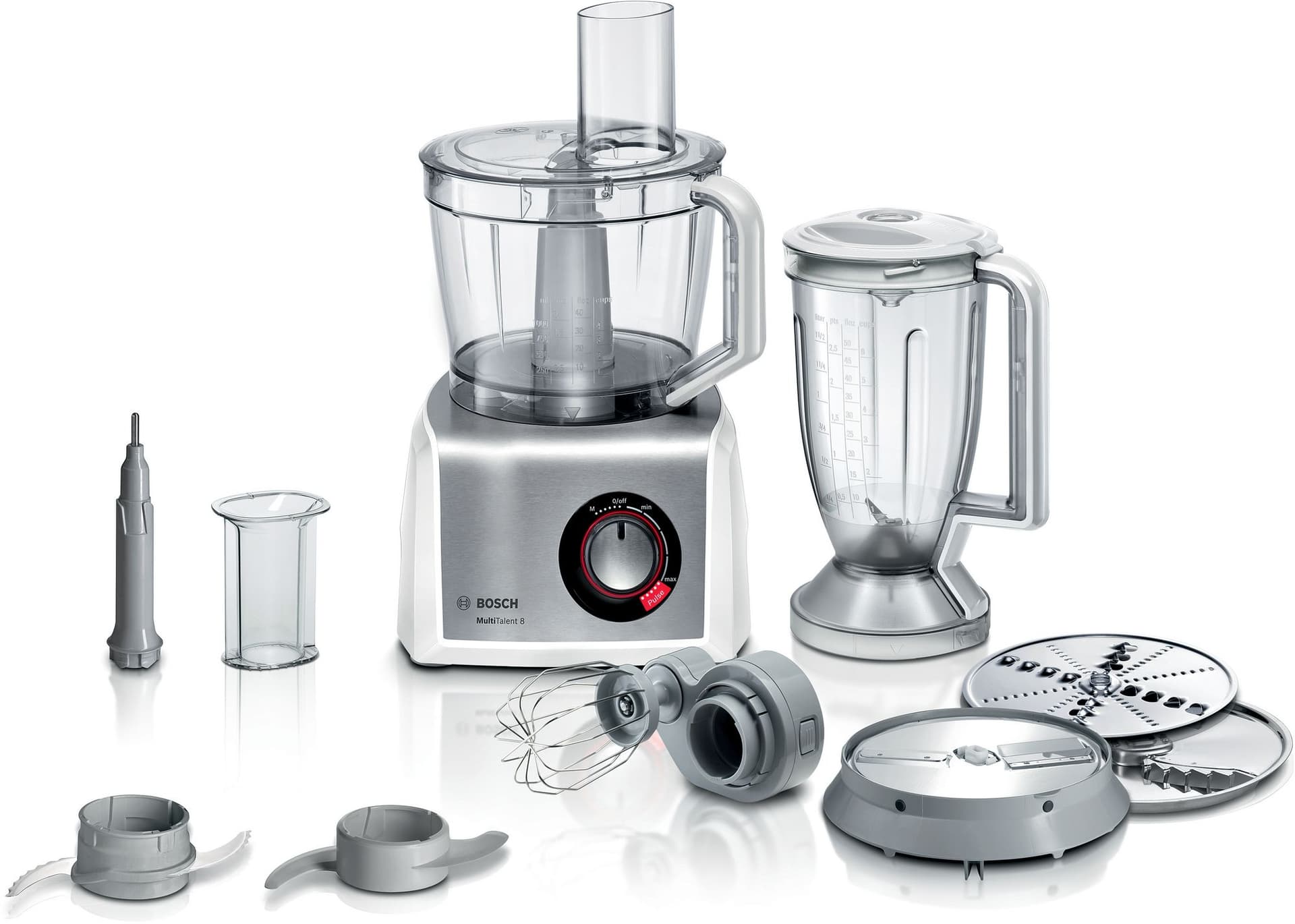 Bosch Matberedare MultiTalent 8 1250 W Vit, borstad rostfritt stål MC812S814
